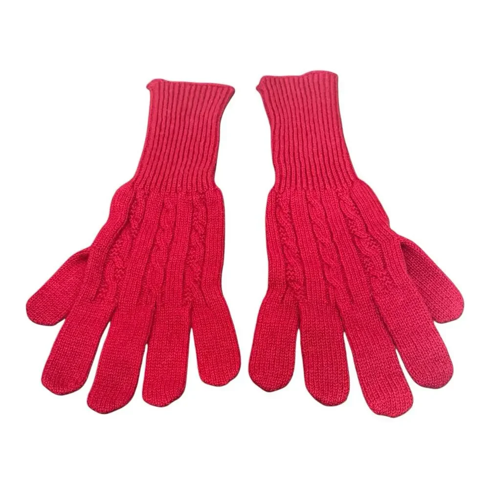Villand Collection Women Cashmere Scarf Gloves Beanie Set Red 100% Cashmere